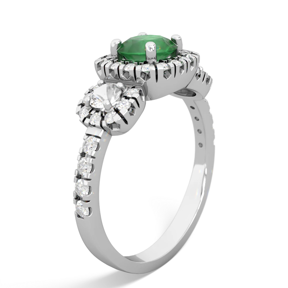 Emerald Regal Halo 14K White Gold ring R5350