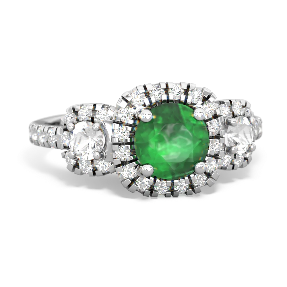 Emerald Regal Halo 14K White Gold ring R5350