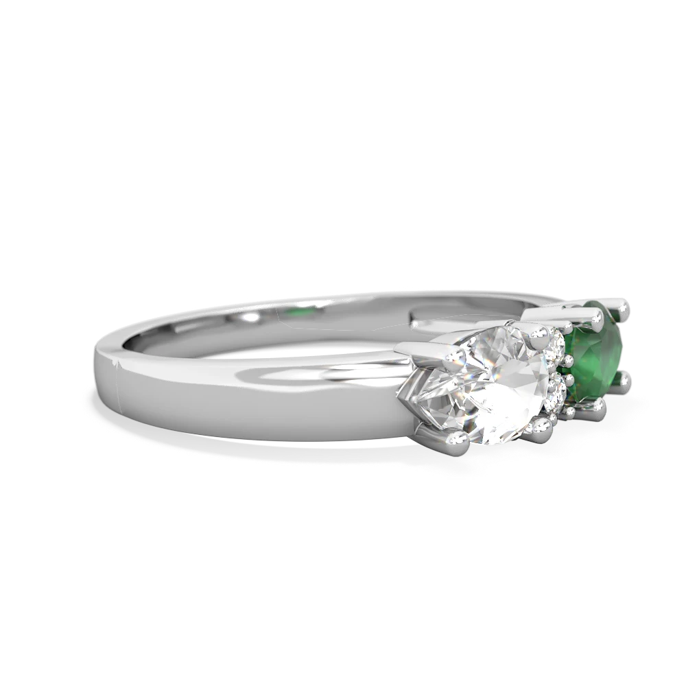 Emerald Pear Bowtie 14K White Gold ring R0865