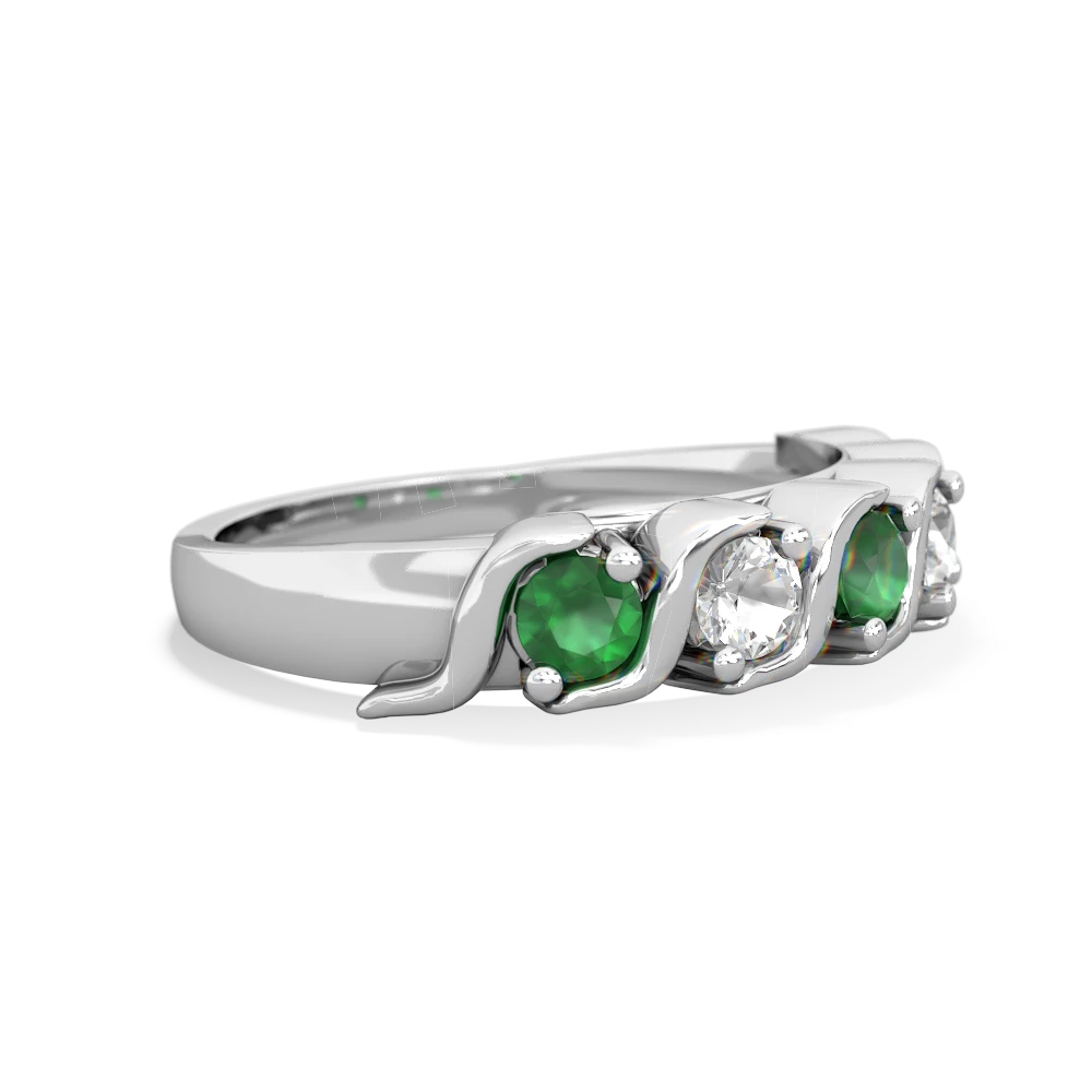 Emerald Anniversary Band 14K White Gold ring R2089