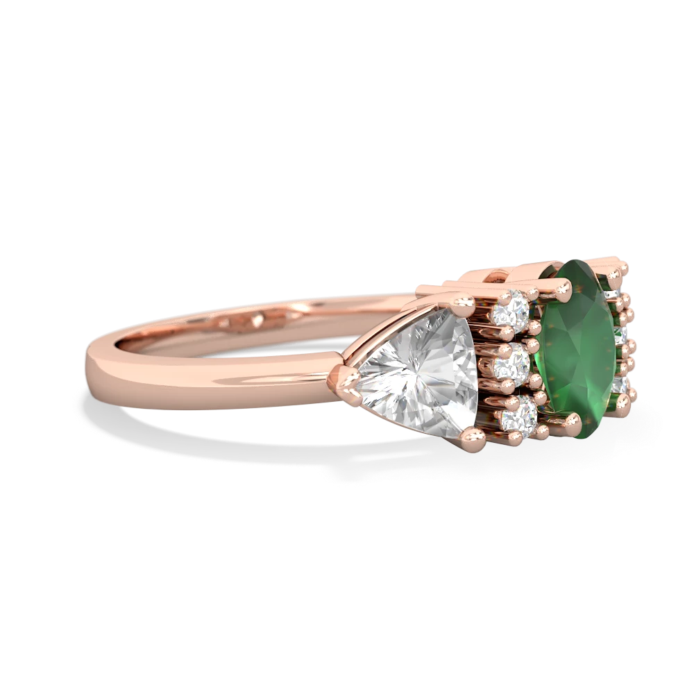 Emerald Antique Style Three Stone 14K Rose Gold ring R2186