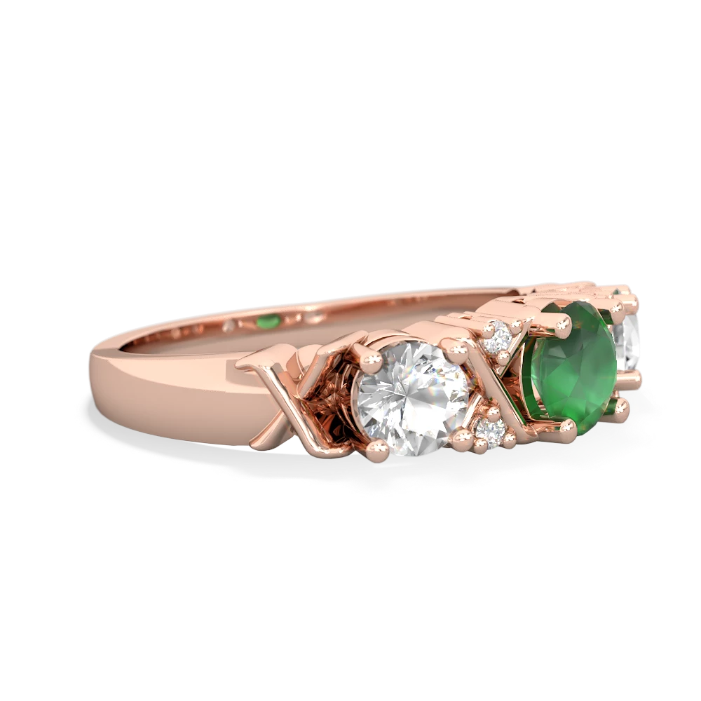 Emerald Hugs And Kisses 14K Rose Gold ring R5016