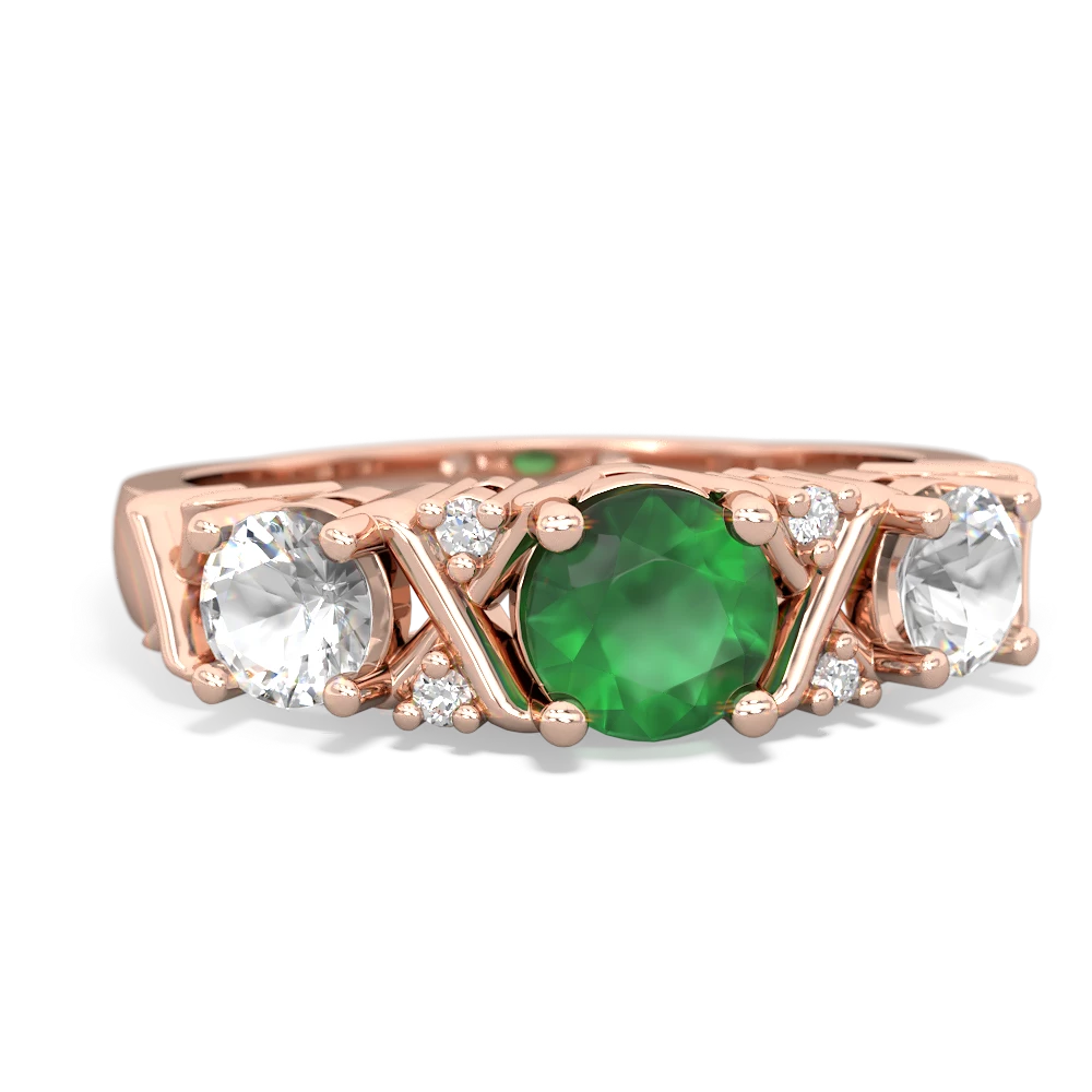 Emerald Hugs And Kisses 14K Rose Gold ring R5016