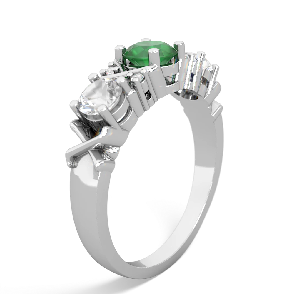 Emerald Hugs And Kisses 14K White Gold ring R5016