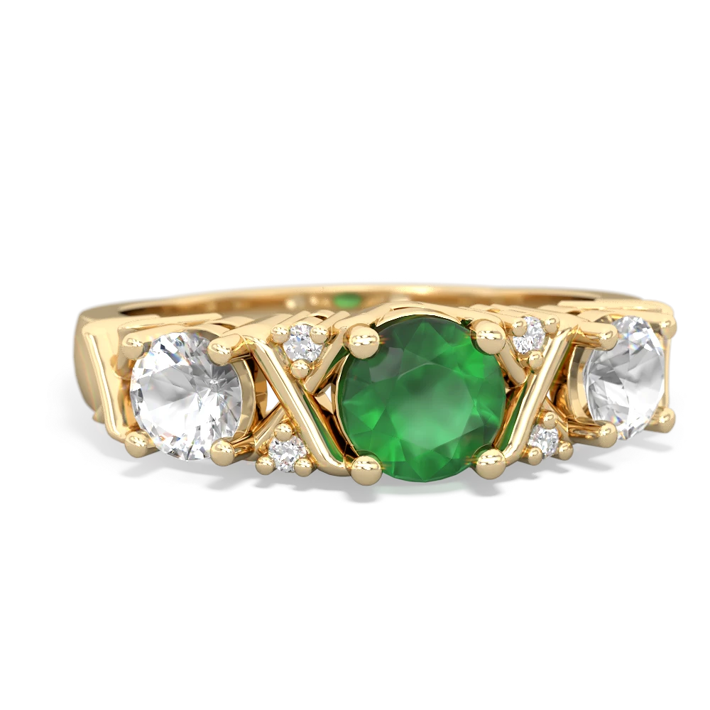 Emerald Hugs And Kisses 14K Yellow Gold ring R5016