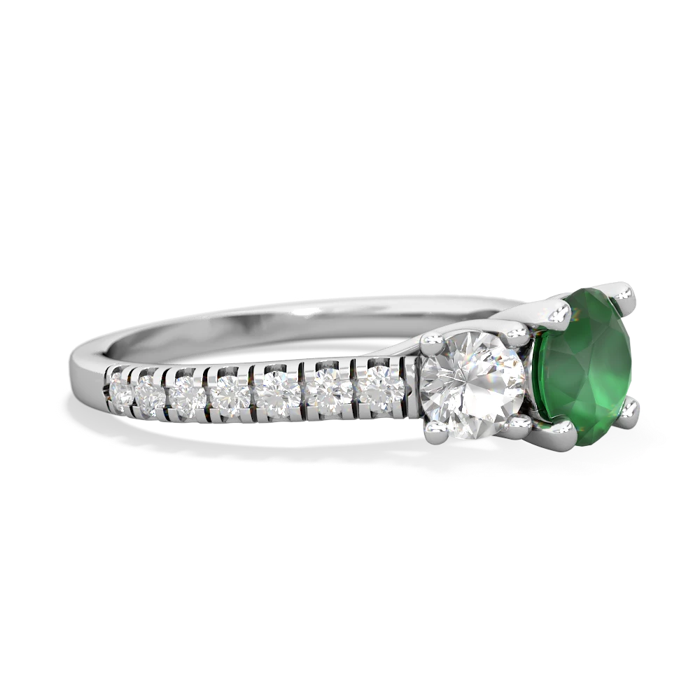 Emerald Pave Trellis 14K White Gold ring R5500