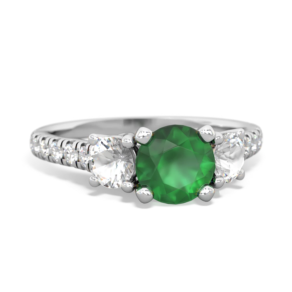 Emerald Pave Trellis 14K White Gold ring R5500