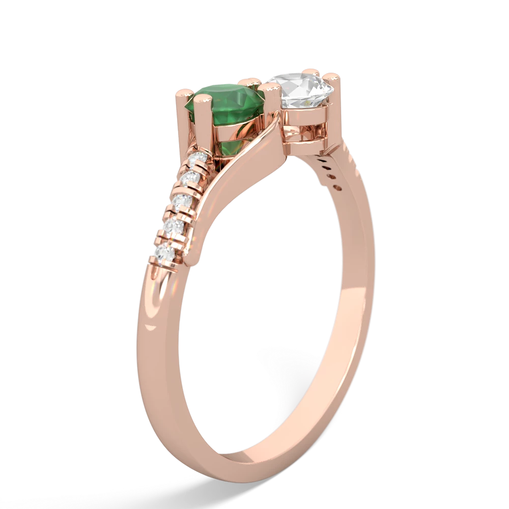 Emerald Infinity Pave Two Stone 14K Rose Gold ring R5285