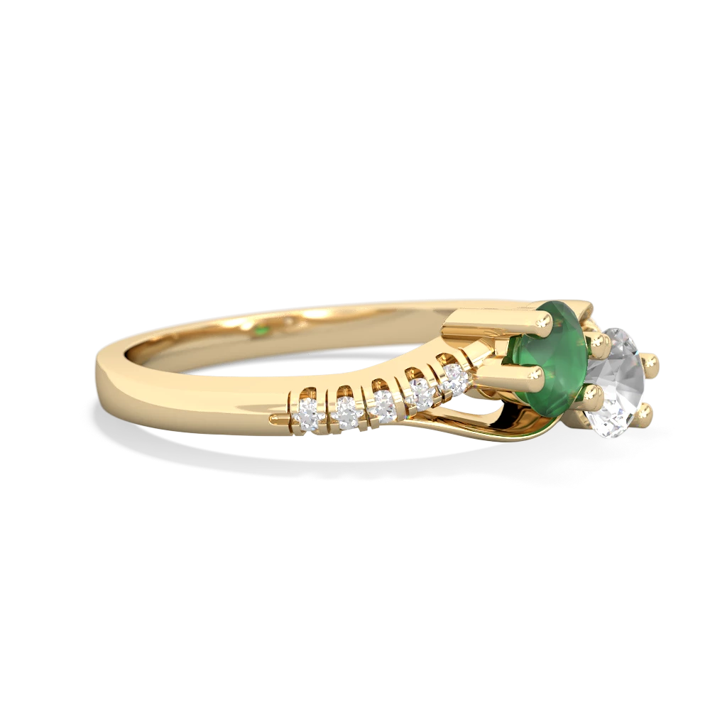 Emerald Infinity Pave Two Stone 14K Yellow Gold ring R5285