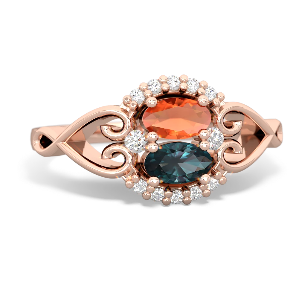 Fire Opal Love Nest 14K Rose Gold ring R5860