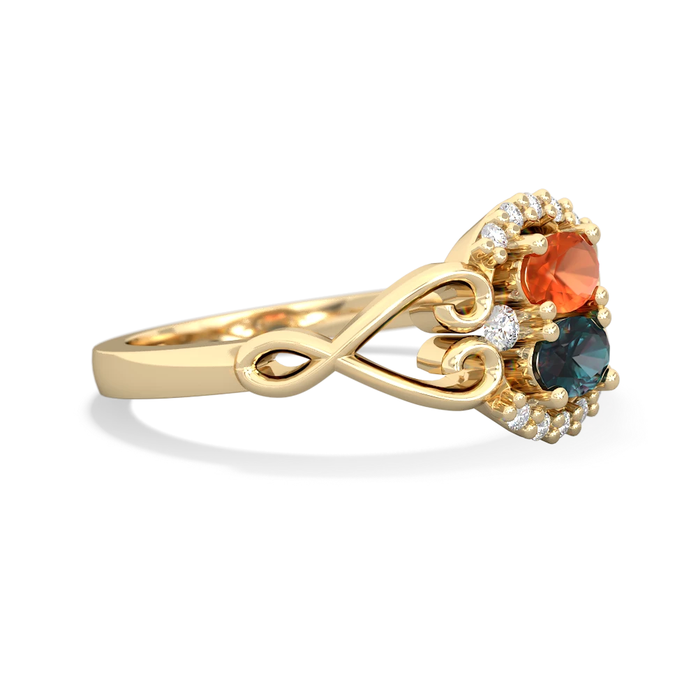 Fire Opal Love Nest 14K Yellow Gold ring R5860