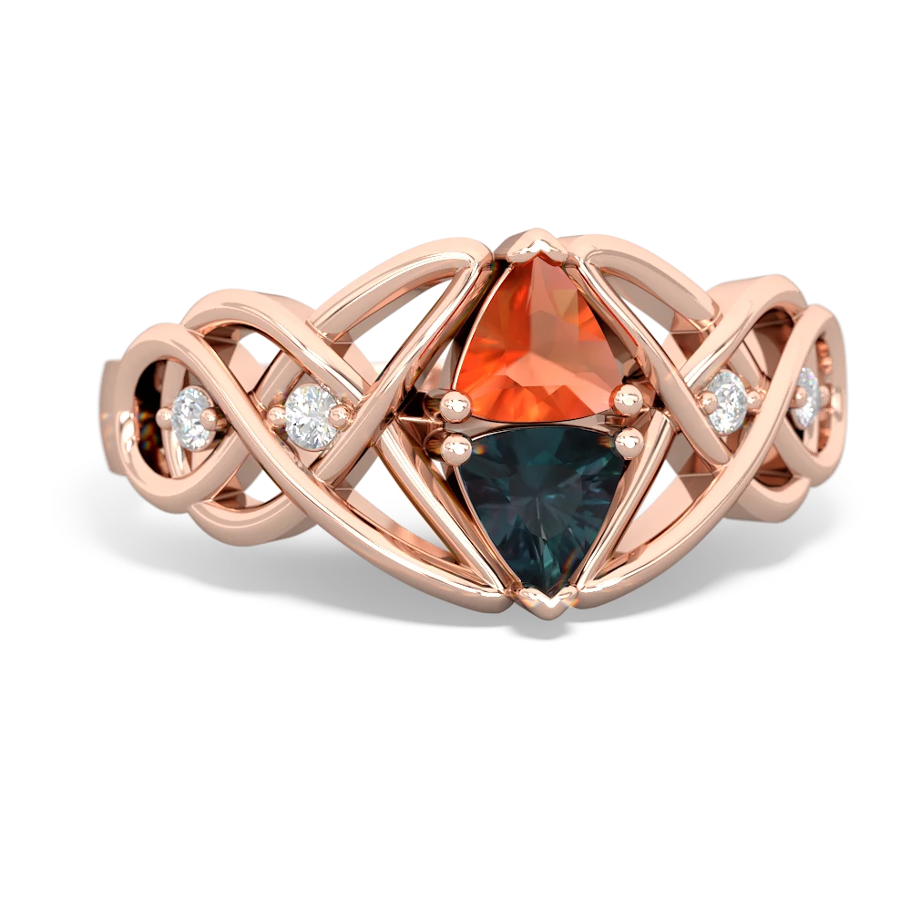 Fire Opal Keepsake Celtic Knot 14K Rose Gold ring R5300