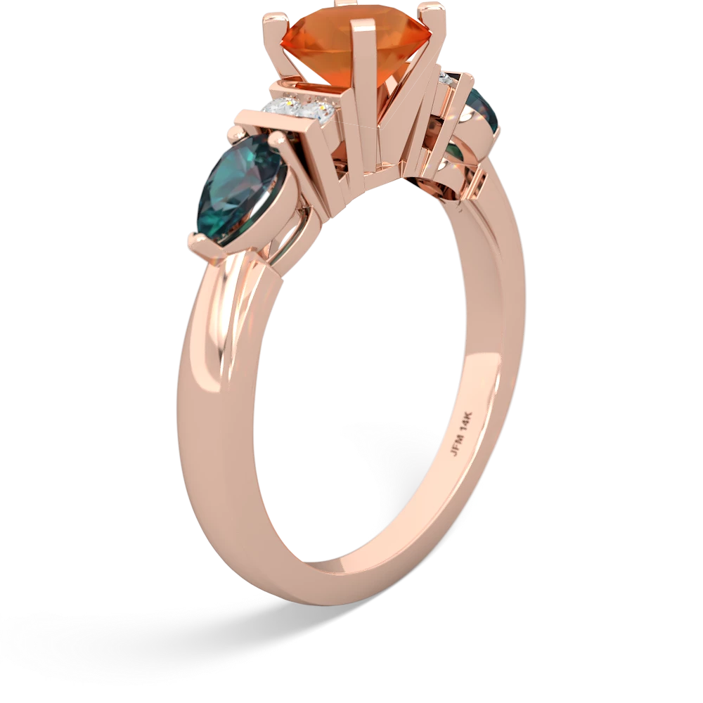 Fire Opal 6Mm Round Eternal Embrace Engagement 14K Rose Gold ring R2005