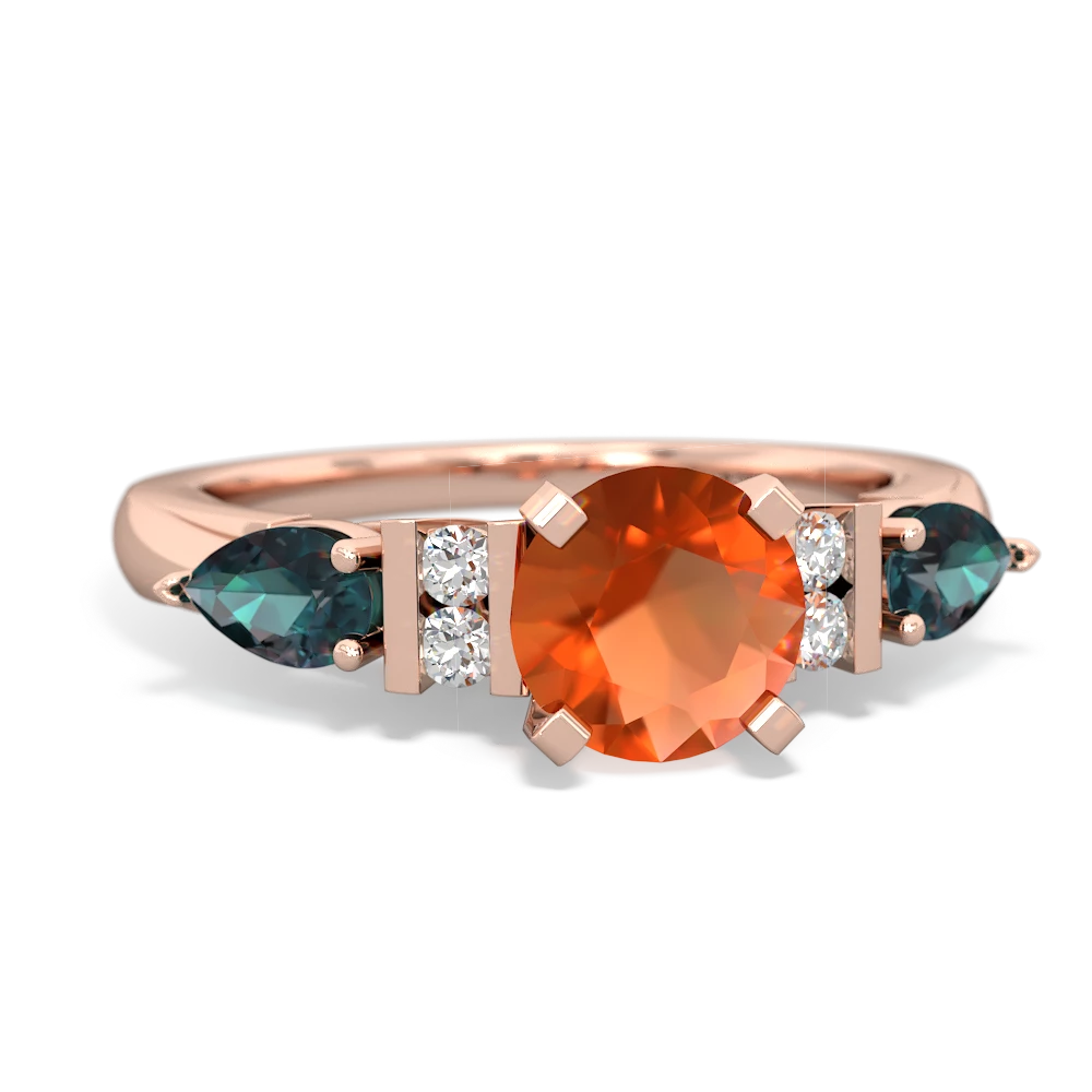 Fire Opal 6Mm Round Eternal Embrace Engagement 14K Rose Gold ring R2005