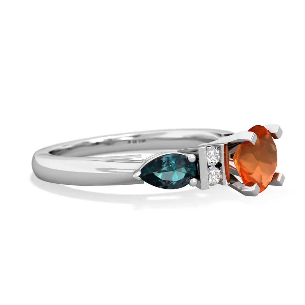 Fire Opal 6Mm Round Eternal Embrace Engagement 14K White Gold ring R2005