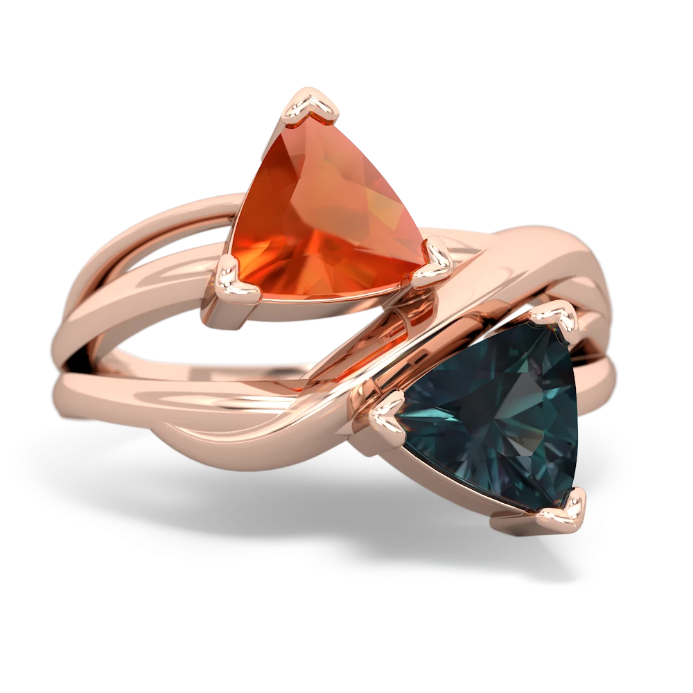 Fire Opal Split Band Swirl 14K Rose Gold ring R2341