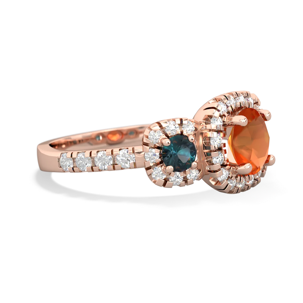 Fire Opal Regal Halo 14K Rose Gold ring R5350