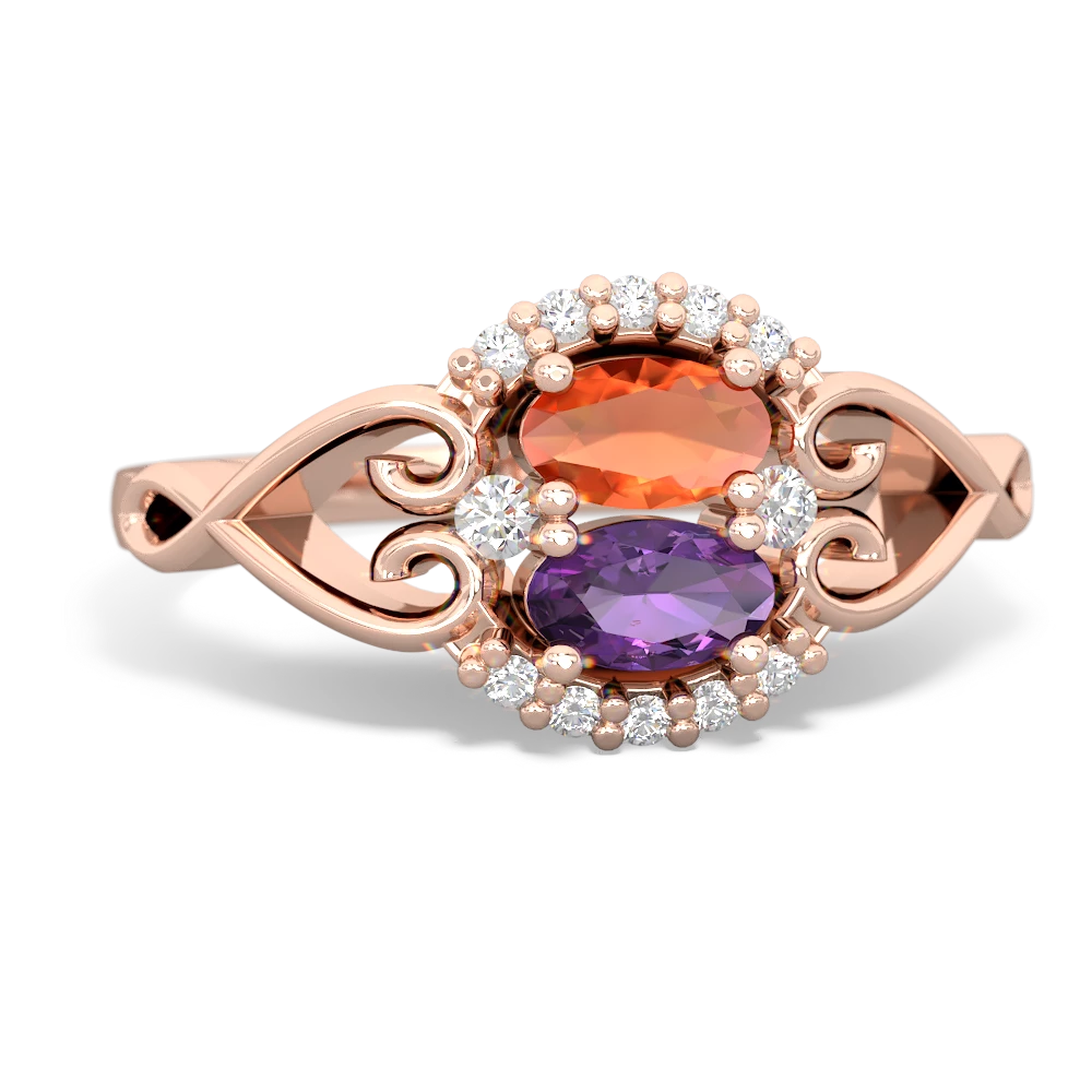 Fire Opal Love Nest 14K Rose Gold ring R5860