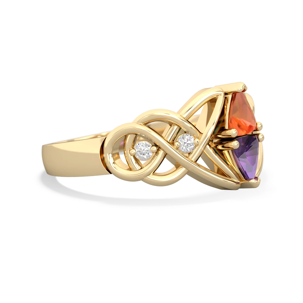 Fire Opal Keepsake Celtic Knot 14K Yellow Gold ring R5300