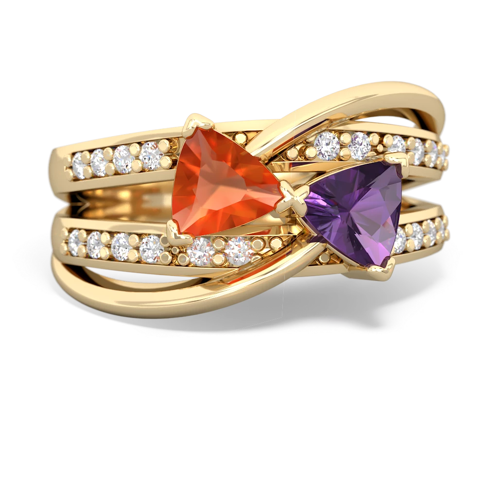 Fire Opal Bowtie 14K Yellow Gold ring R2360