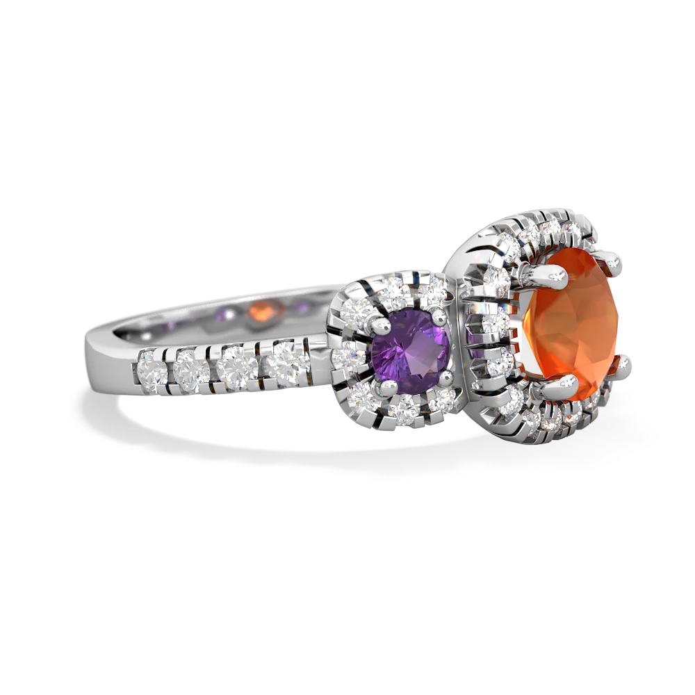 Fire Opal Regal Halo 14K White Gold ring R5350