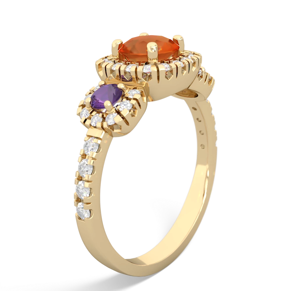 Fire Opal Regal Halo 14K Yellow Gold ring R5350