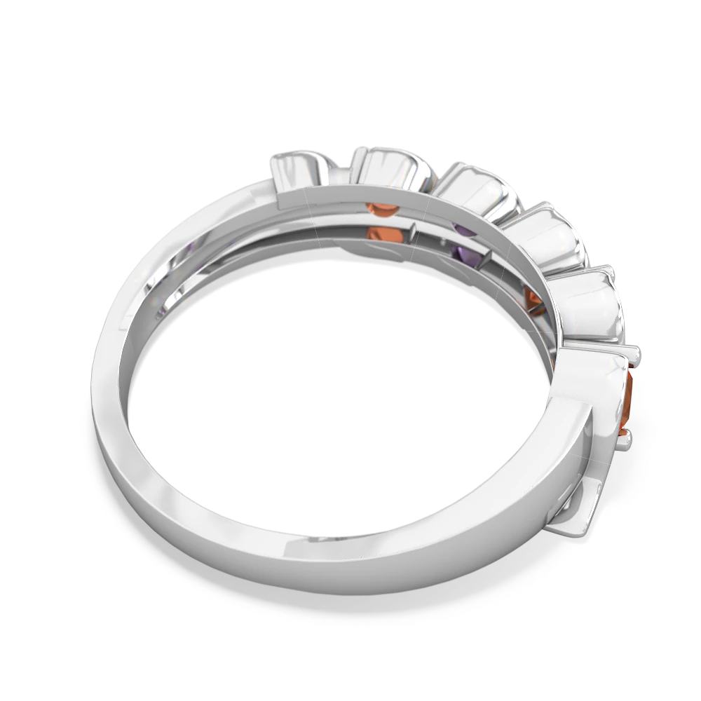 Fire Opal Anniversary Band 14K White Gold ring R2089