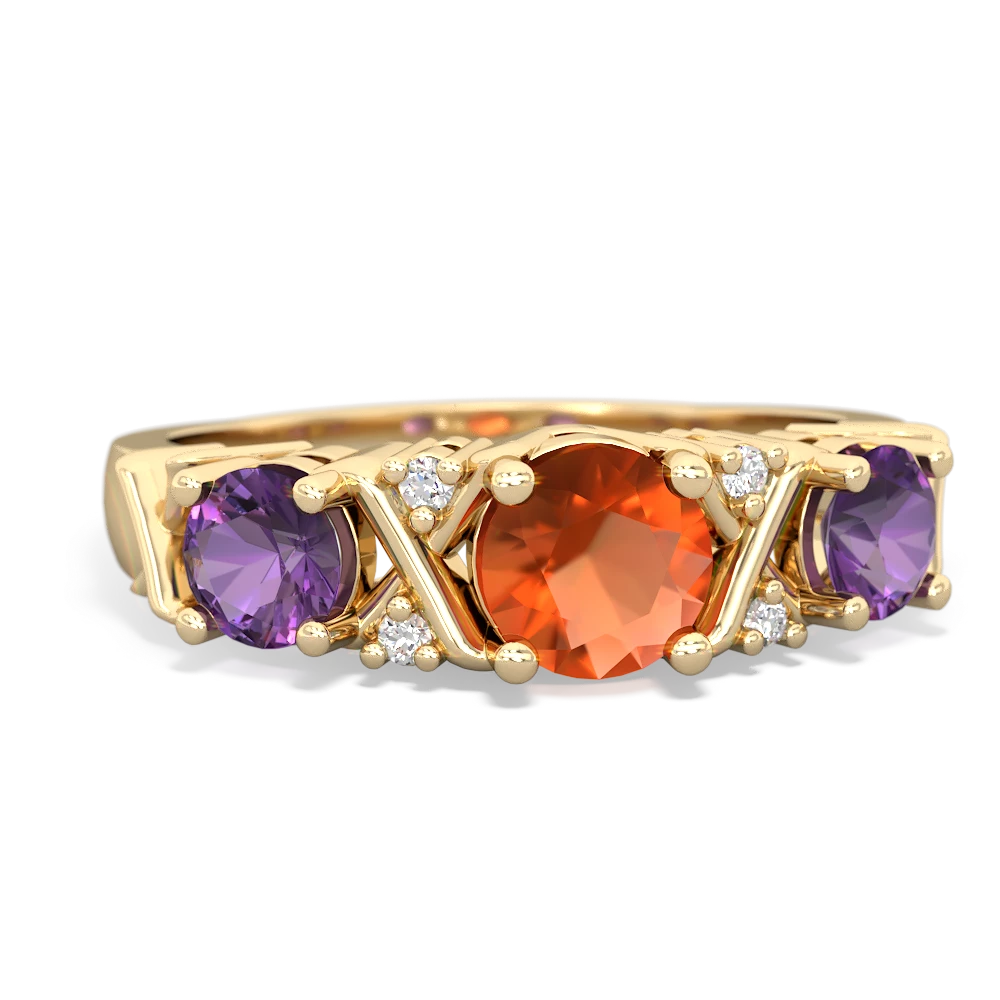 Fire Opal Hugs And Kisses 14K Yellow Gold ring R5016