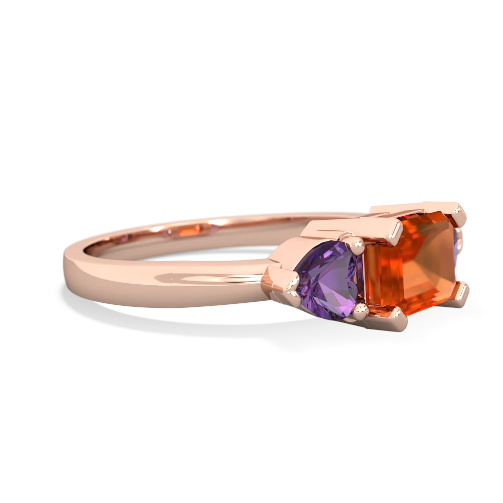 Fire Opal Three Stone 14K Rose Gold ring R5235