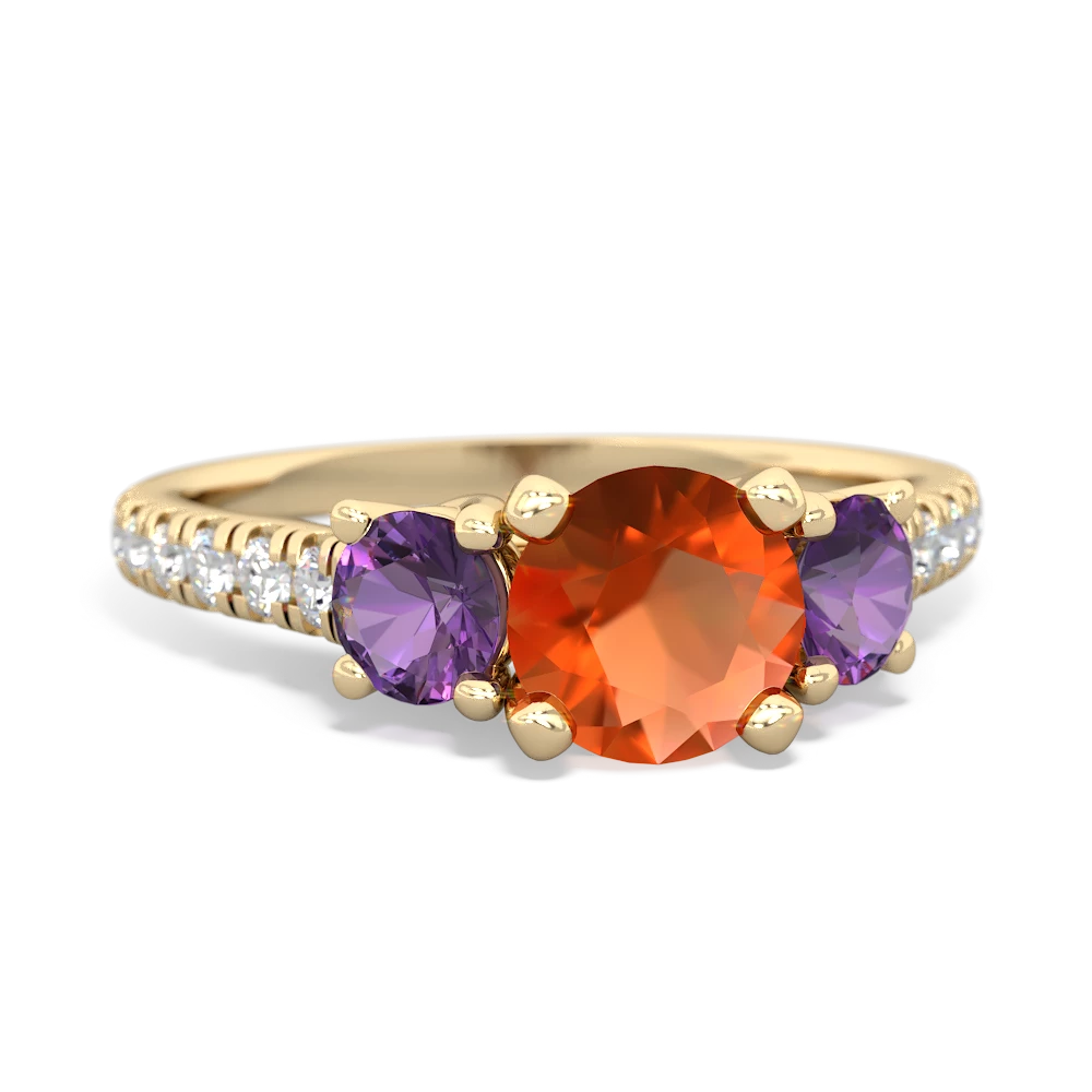 Fire Opal Pave Trellis 14K Yellow Gold ring R5500