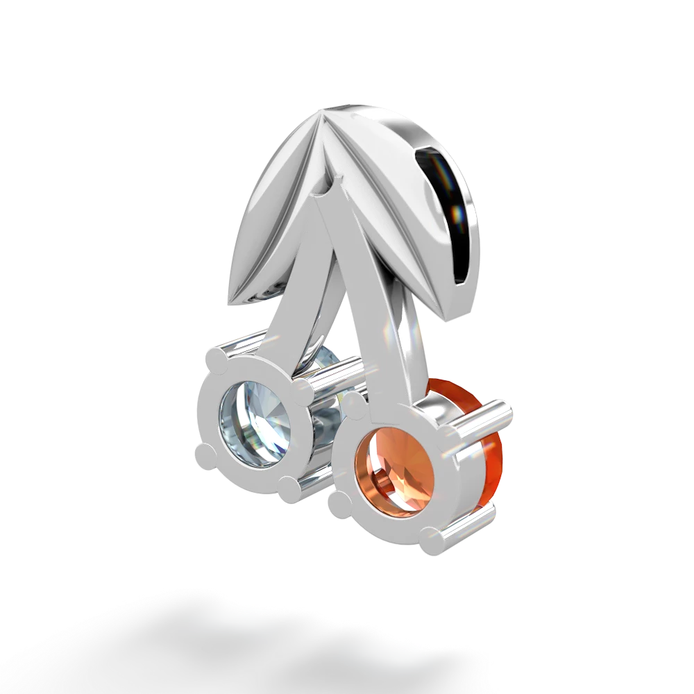 Fire Opal Sweet Cherries 14K White Gold pendant P7001
