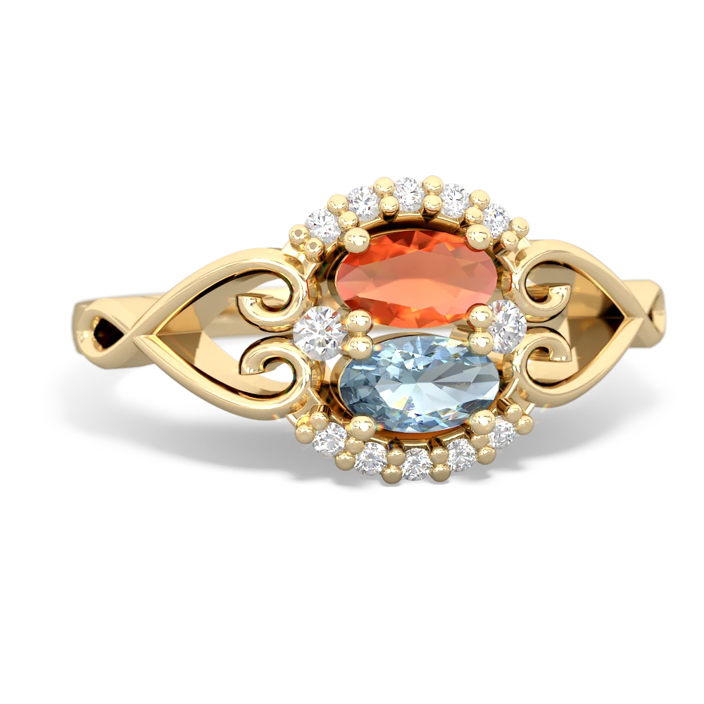 Fire Opal Love Nest 14K Yellow Gold ring R5860