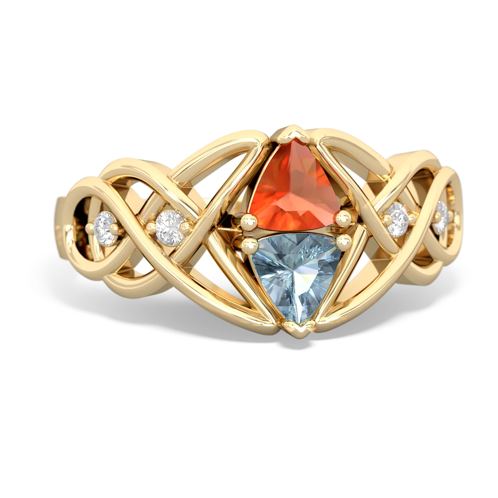 Fire Opal Keepsake Celtic Knot 14K Yellow Gold ring R5300