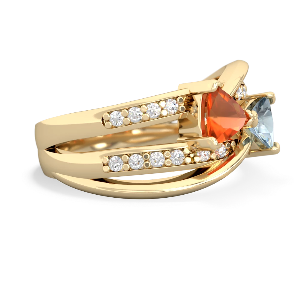 Fire Opal Bowtie 14K Yellow Gold ring R2360