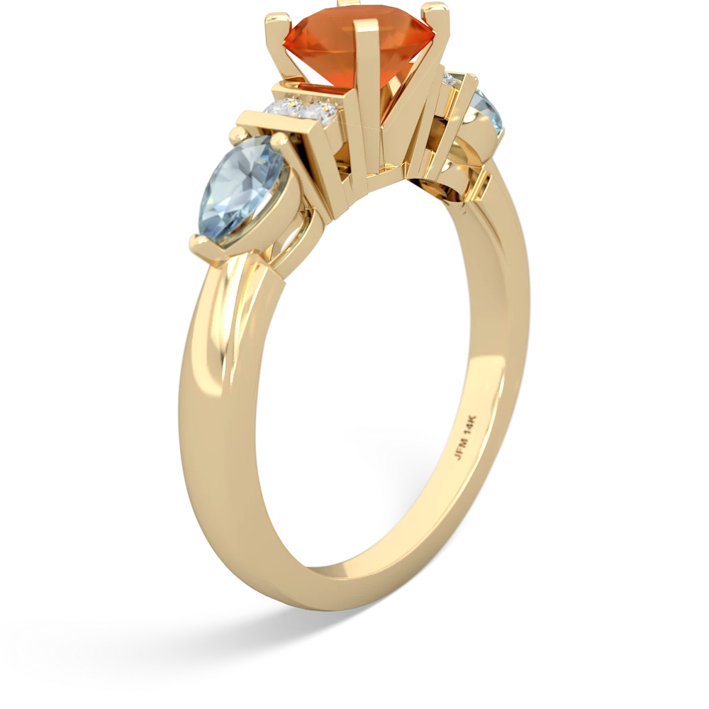 Fire Opal 6Mm Round Eternal Embrace Engagement 14K Yellow Gold ring R2005