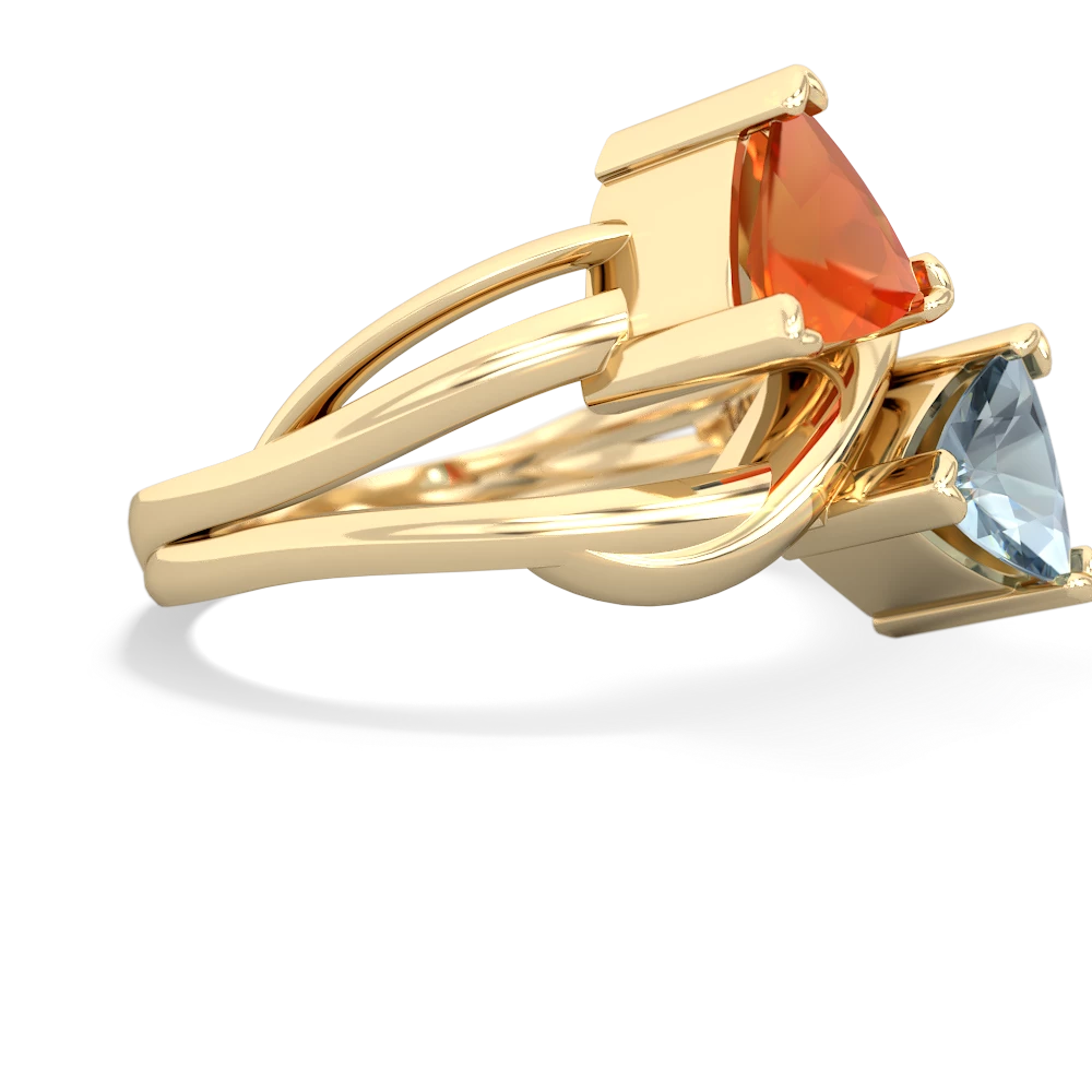 Fire Opal Split Band Swirl 14K Yellow Gold ring R2341