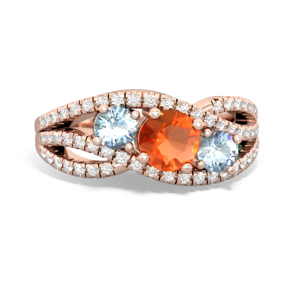 Fire Opal Three Stone Aurora 14K Rose Gold ring R3080