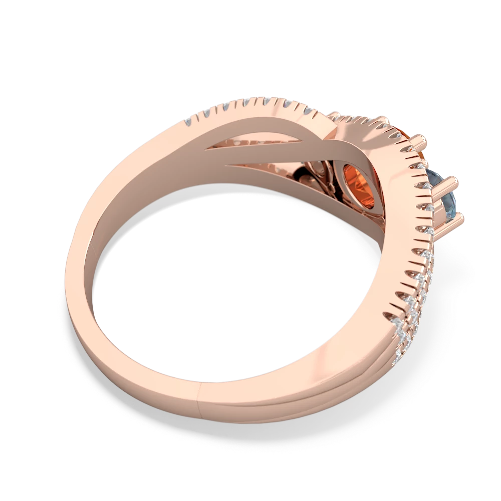 Fire Opal Three Stone Aurora 14K Rose Gold ring R3080