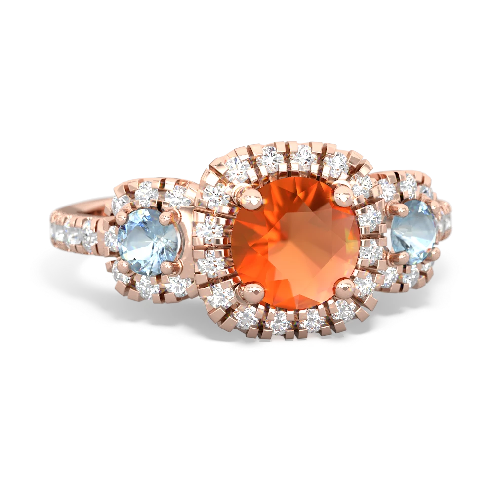 Fire Opal Regal Halo 14K Rose Gold ring R5350