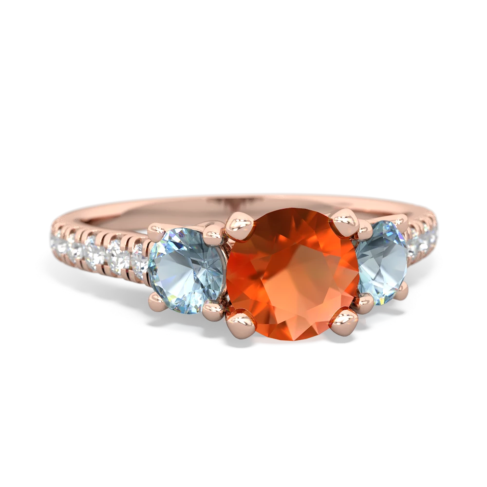 Fire Opal Pave Trellis 14K Rose Gold ring R5500