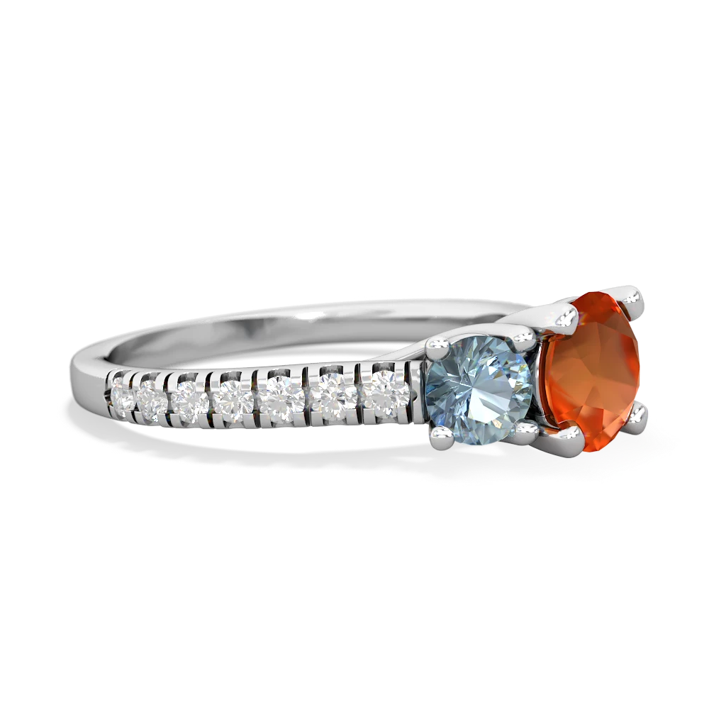 Fire Opal Pave Trellis 14K White Gold ring R5500