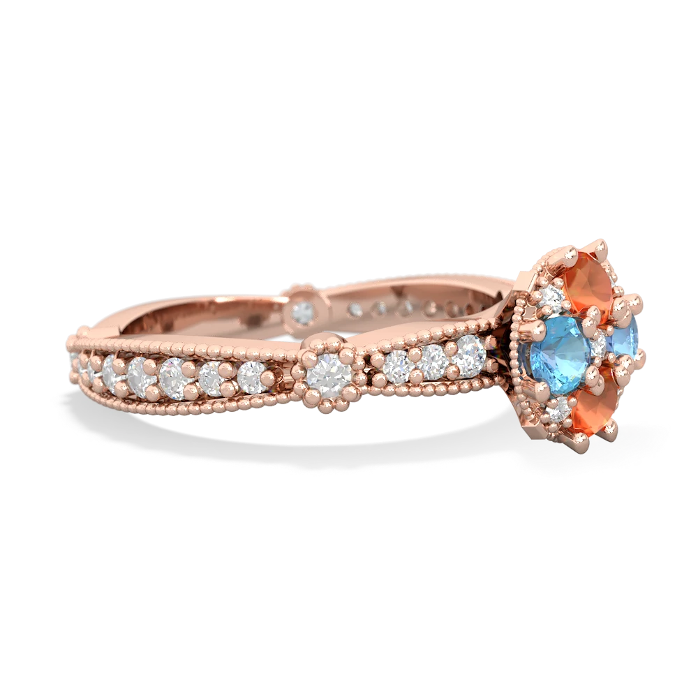 Fire Opal Sparkling Tiara Cluster 14K Rose Gold ring R26293RD