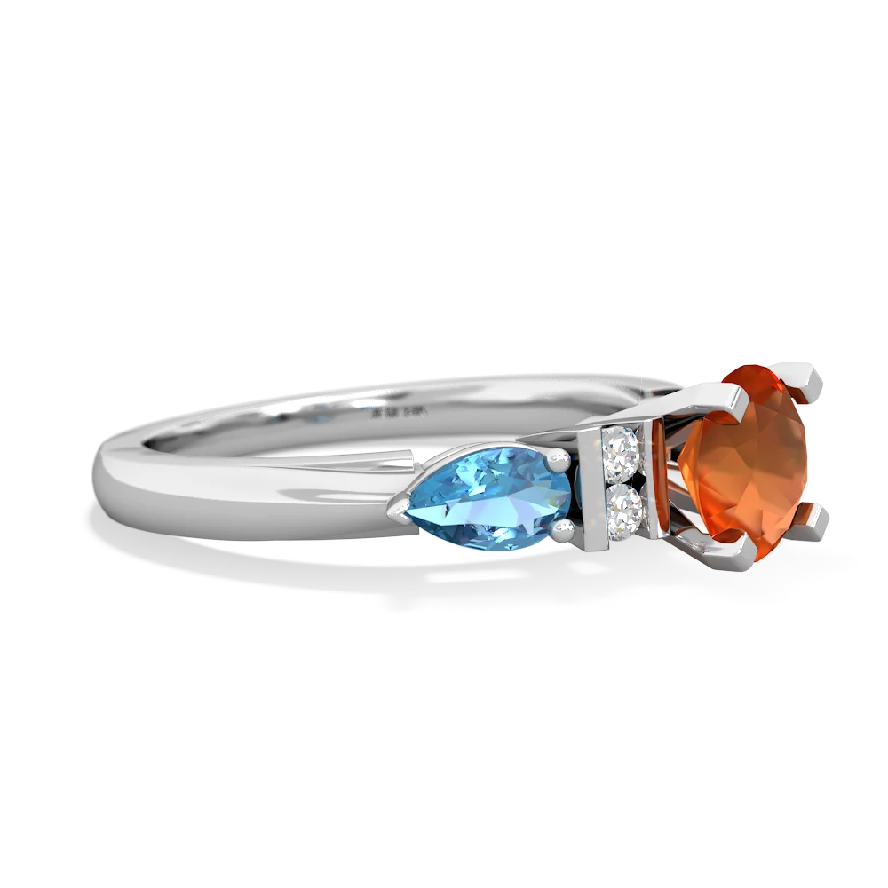 Fire Opal 6Mm Round Eternal Embrace Engagement 14K White Gold ring R2005