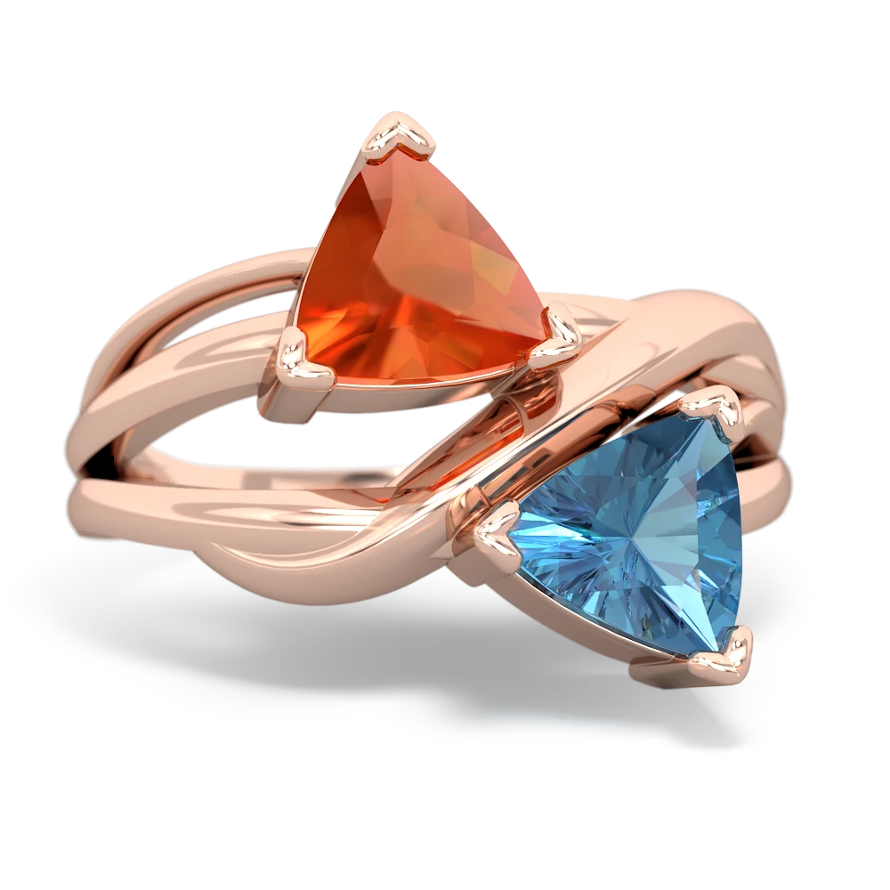 Fire Opal Split Band Swirl 14K Rose Gold ring R2341