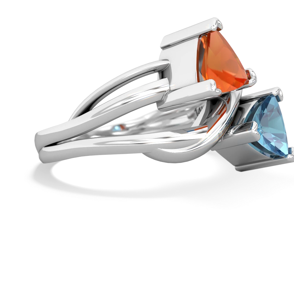 Fire Opal Split Band Swirl 14K White Gold ring R2341