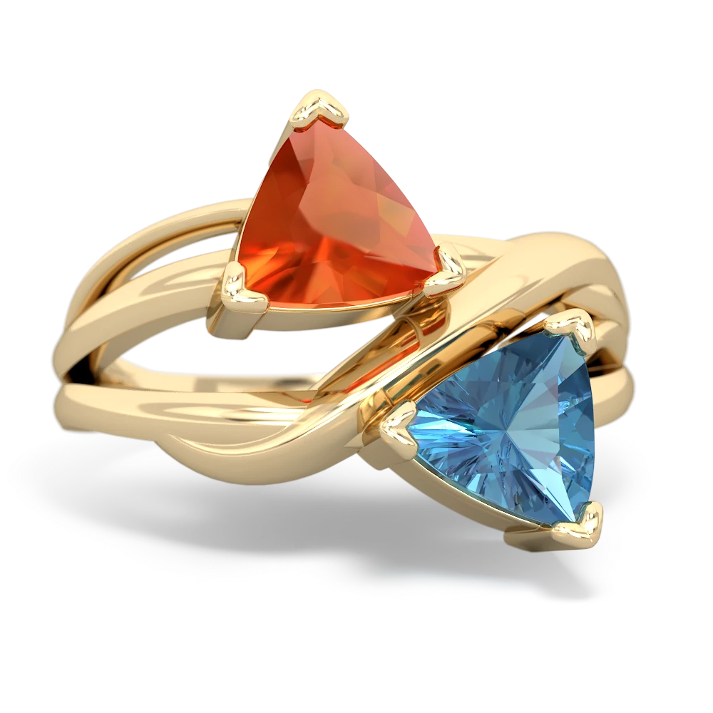 Fire Opal Split Band Swirl 14K Yellow Gold ring R2341