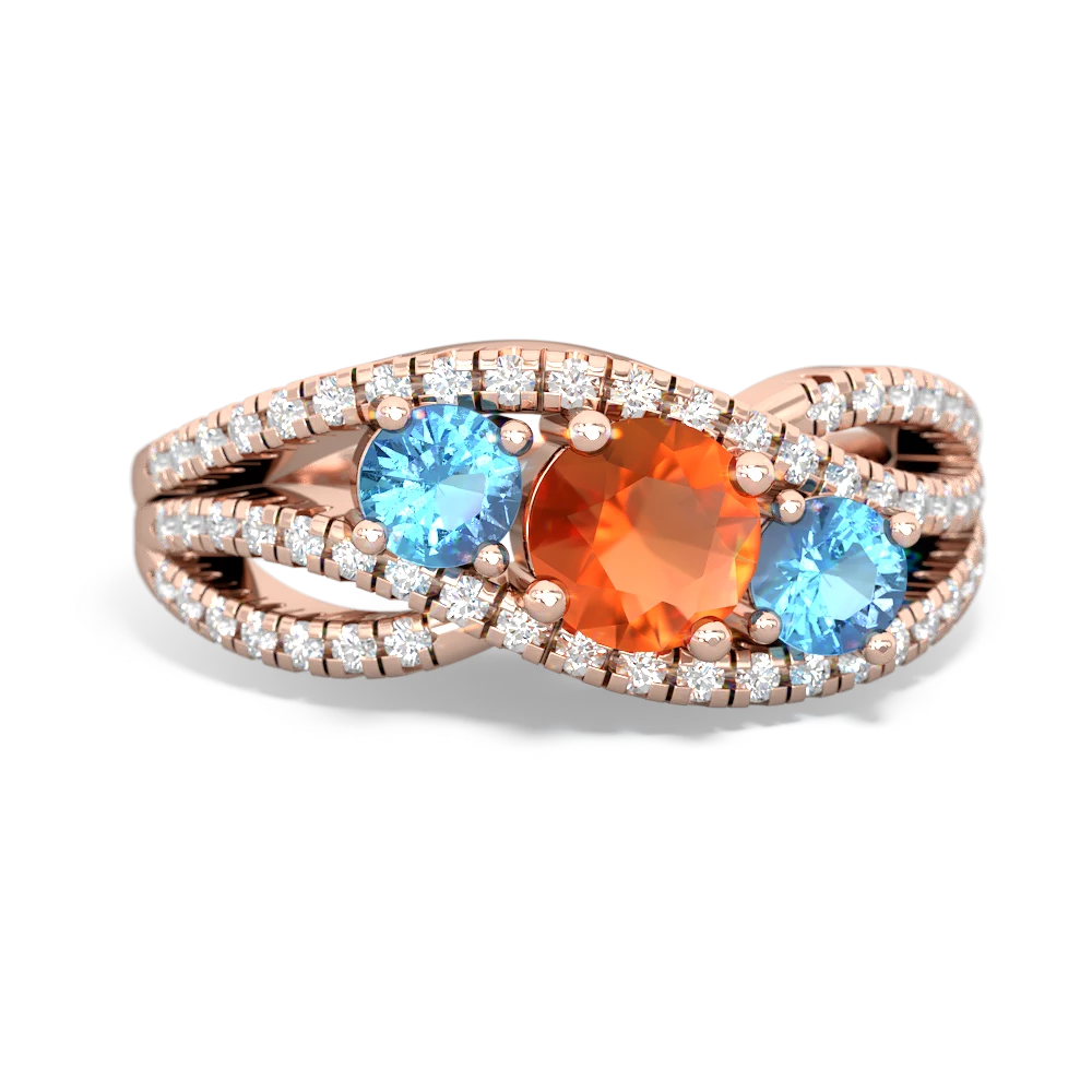 Fire Opal Three Stone Aurora 14K Rose Gold ring R3080