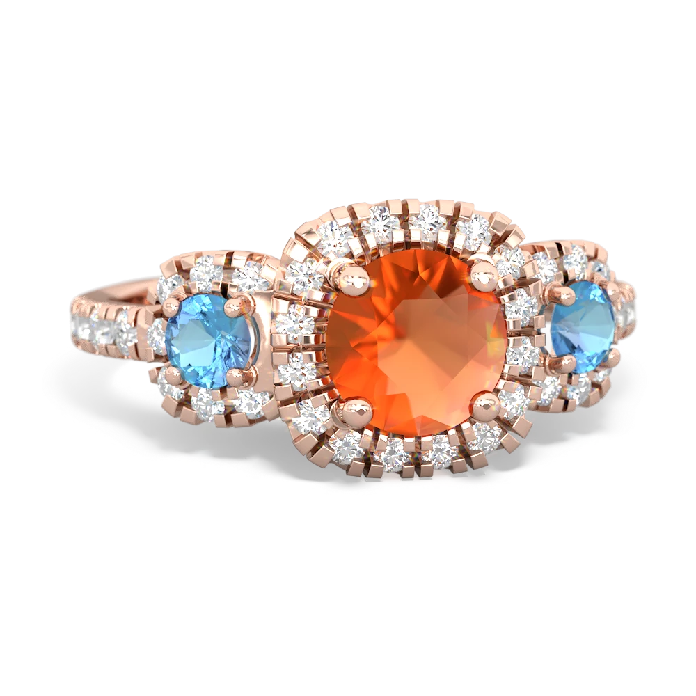 Fire Opal Regal Halo 14K Rose Gold ring R5350