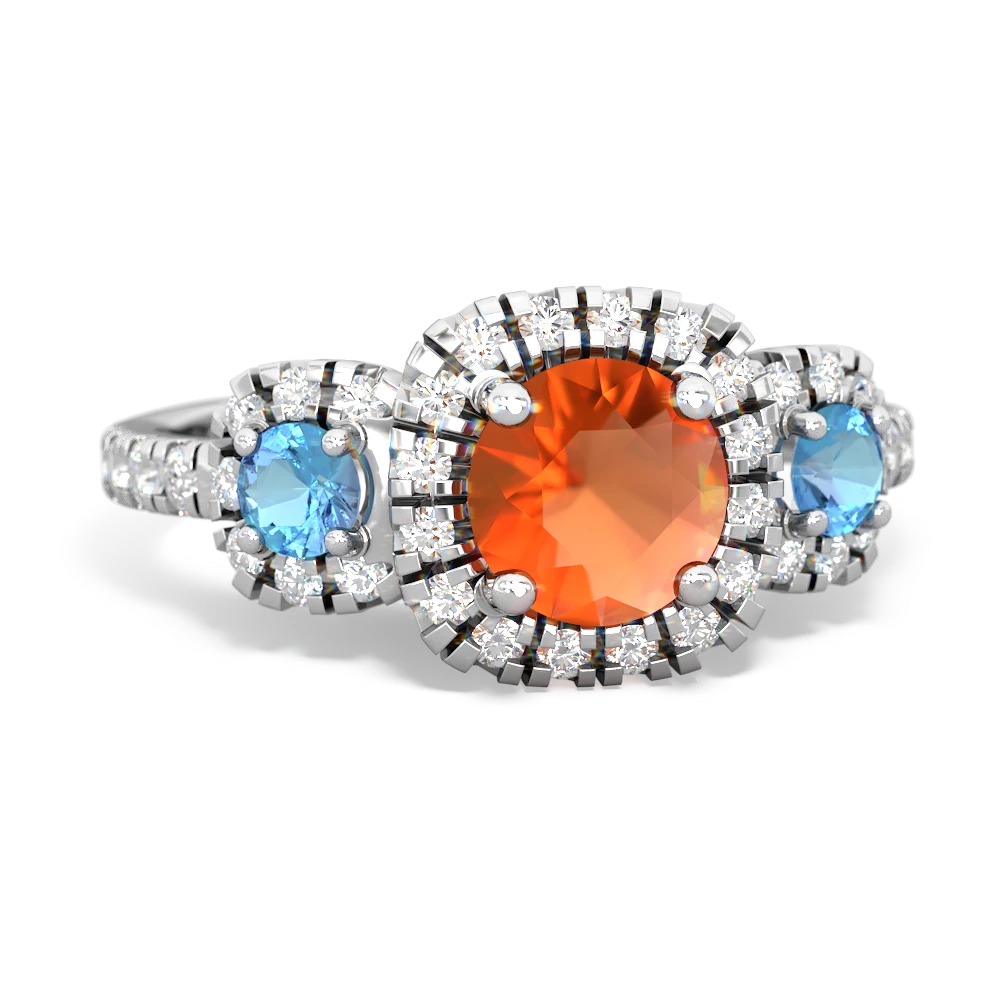 Fire Opal Regal Halo 14K White Gold ring R5350