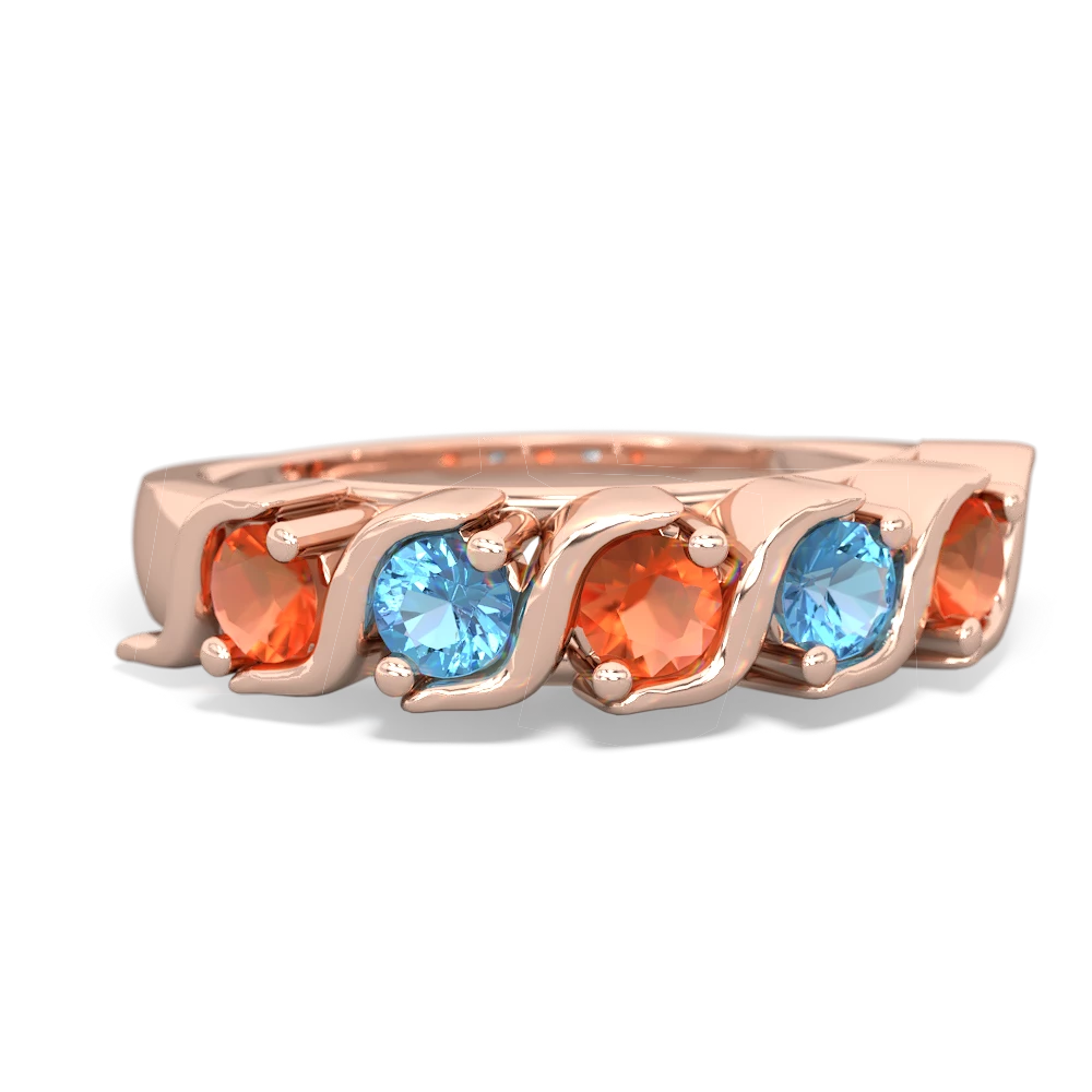 Fire Opal Anniversary Band 14K Rose Gold ring R2089